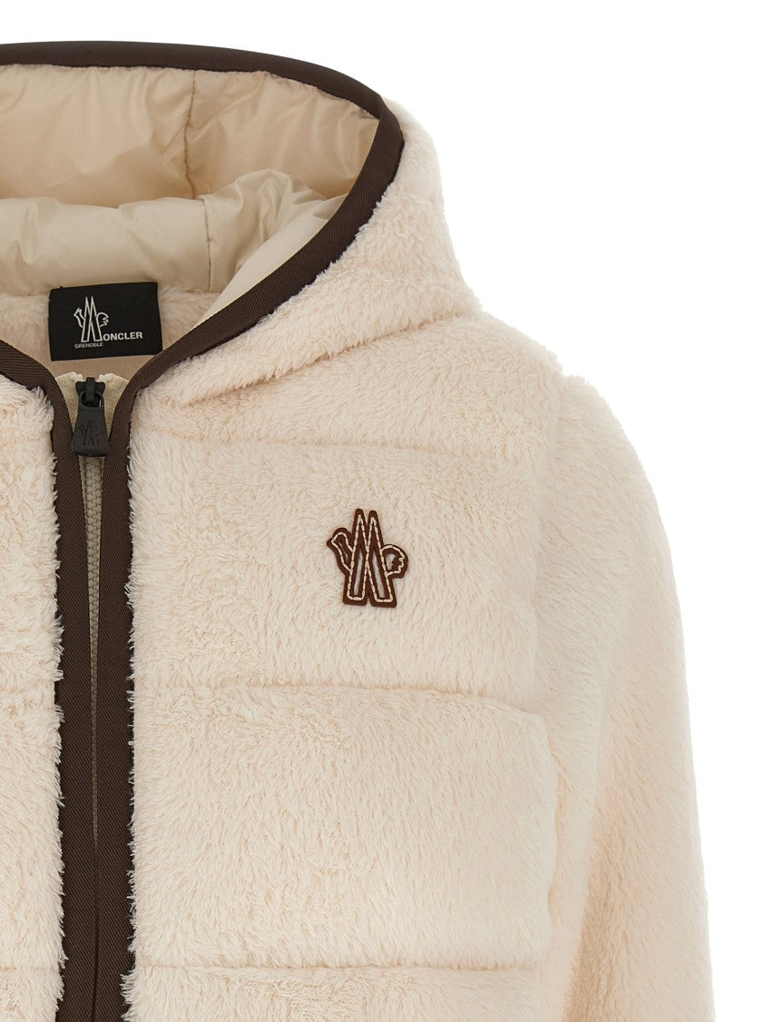 Moncler Grenoble High Loft Velvet Sweatshirt With Quilted Nylon Hood