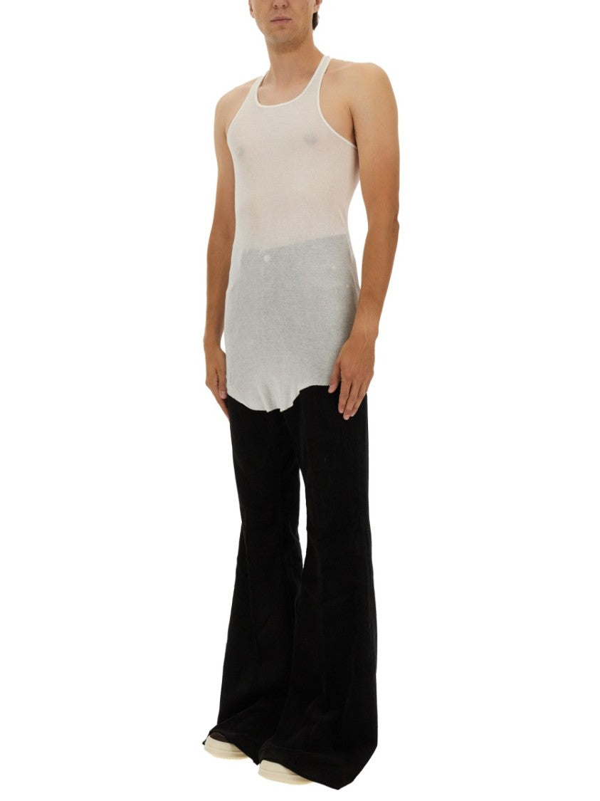 Rick Owens Sleeveless Cotton Top With Longer Back Hem