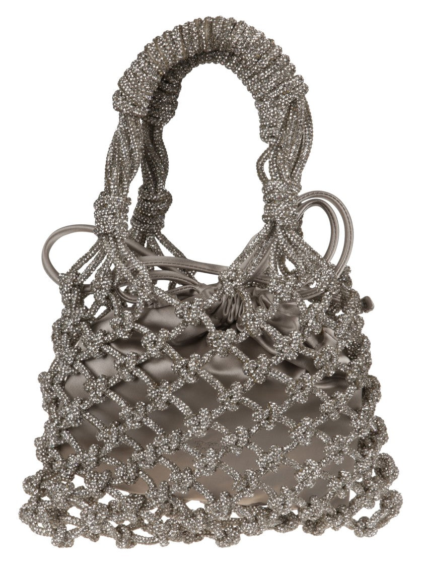 Pinko Mini Netted Crystal Embellished Polyester Handbag