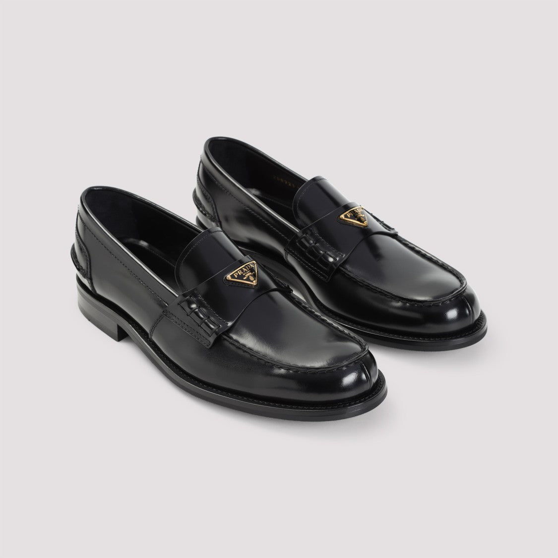 Prada Black Brushed Calf Leather Loafers
