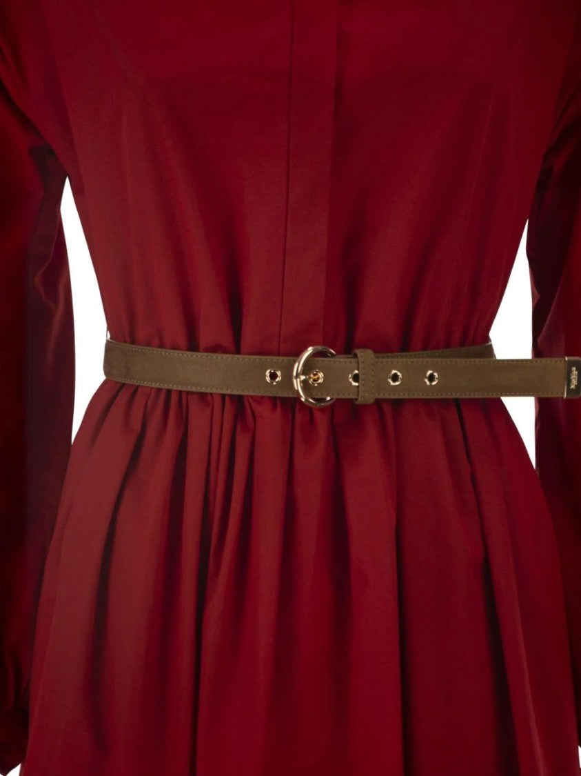 Max Mara Knee-Length Red Midi Dress With Tailored Waist