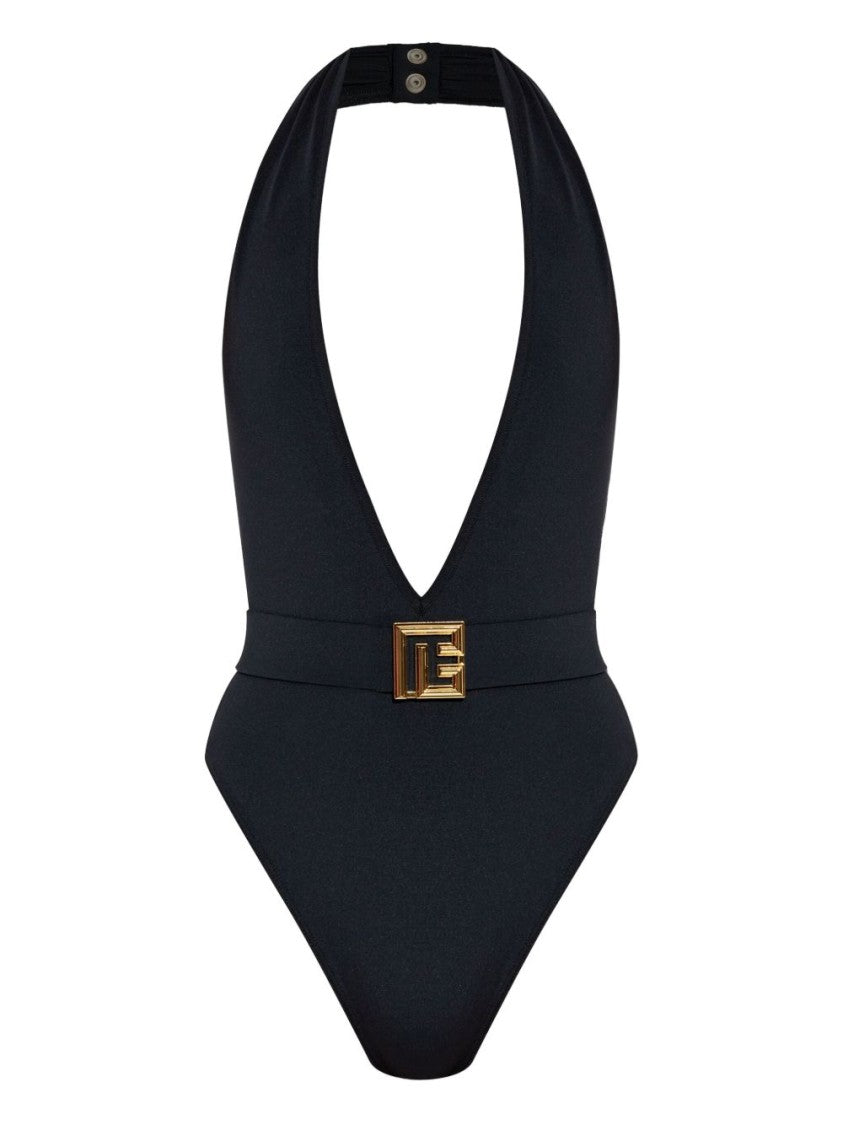Balmain Plunging V-Neck One-Piece Swimsuit