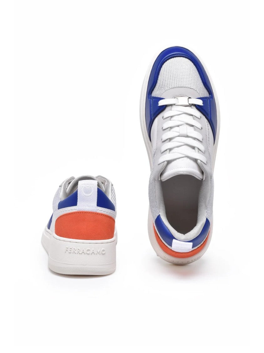 Ferragamo Blue 'Dennis' Leather Sneakers