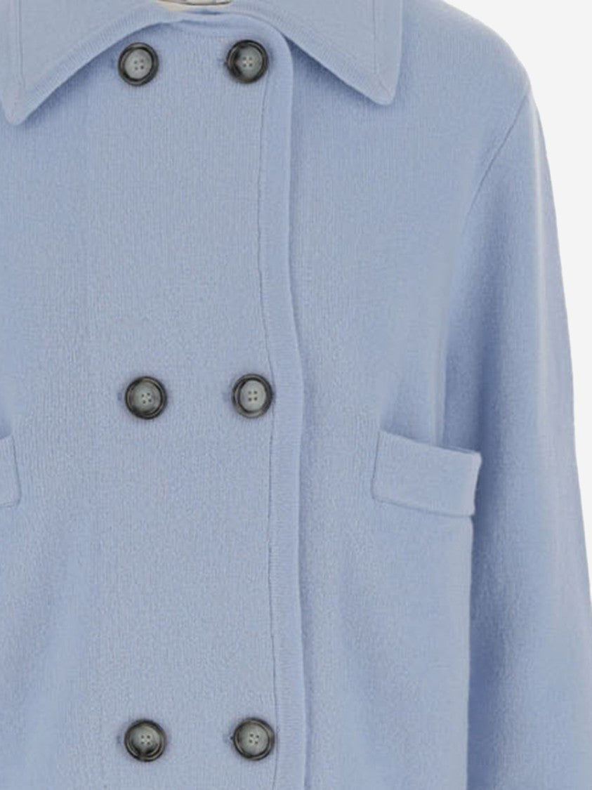 Allude Wool And Cashmere Double-Breasted Jacket With Classic Collar
