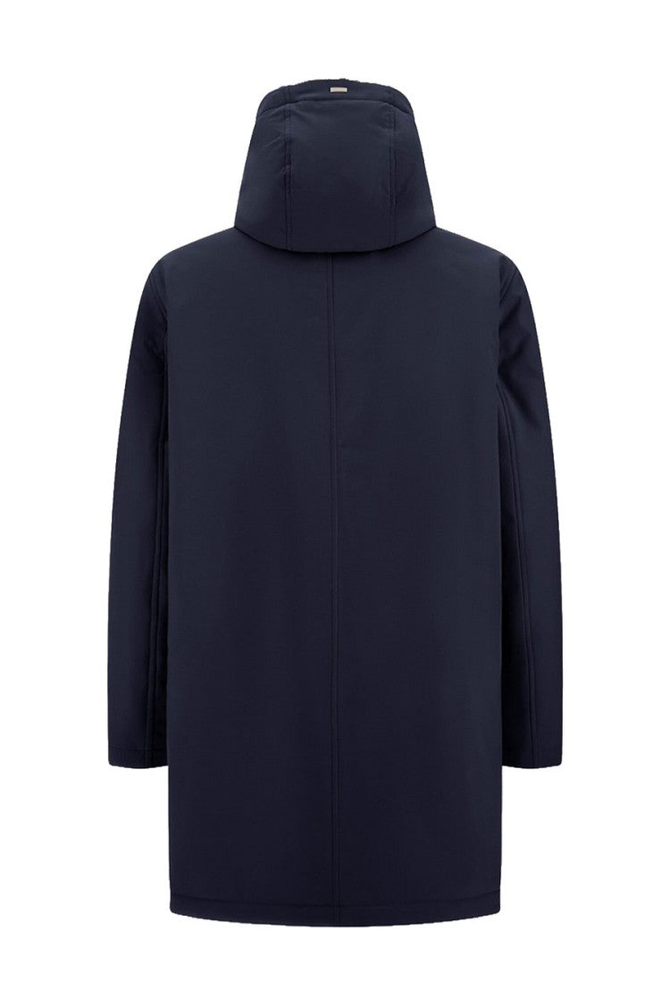 Herno Navy Polyester Hooded Parka Jacket