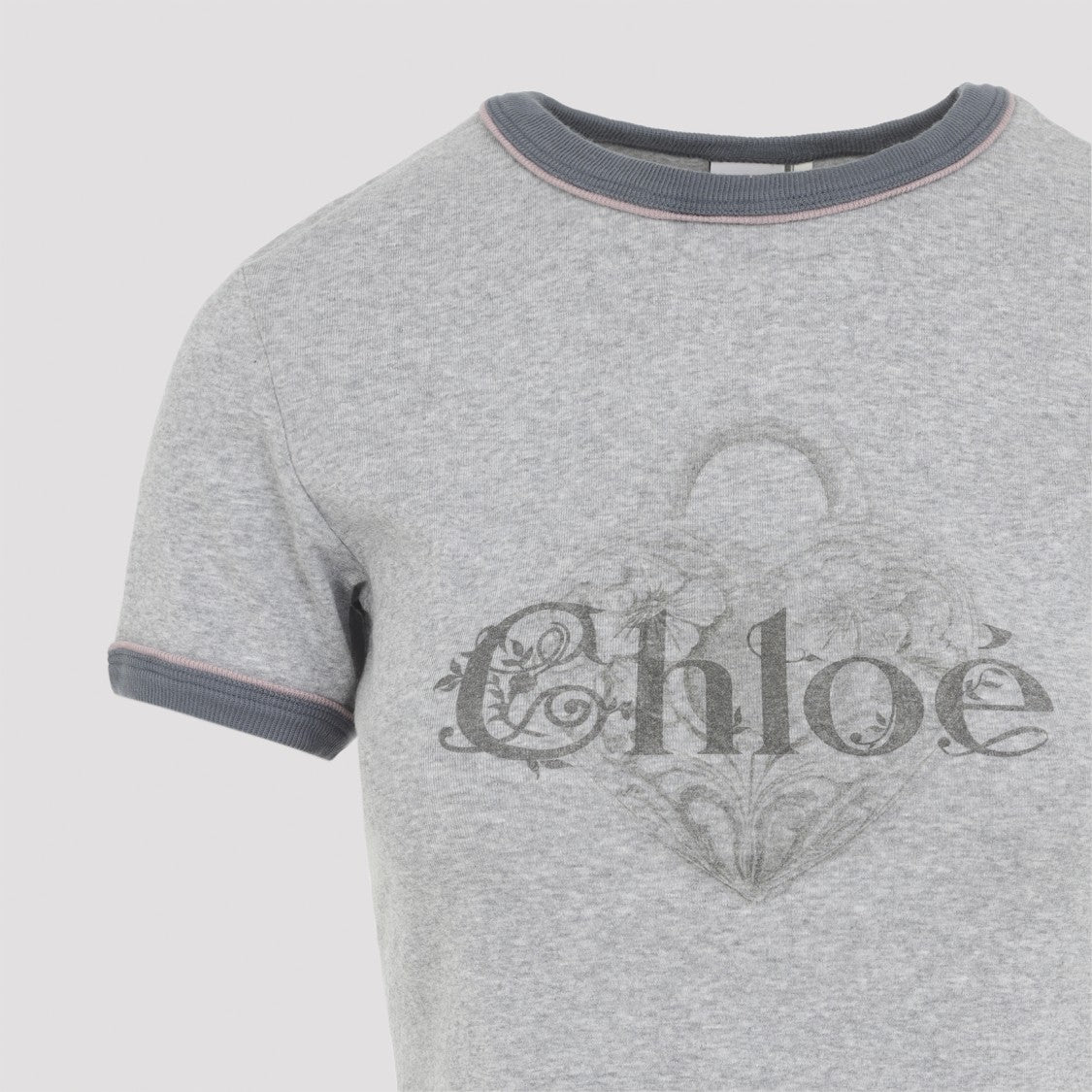 Chloé Heather Grey Fitted Cotton T-Shirt