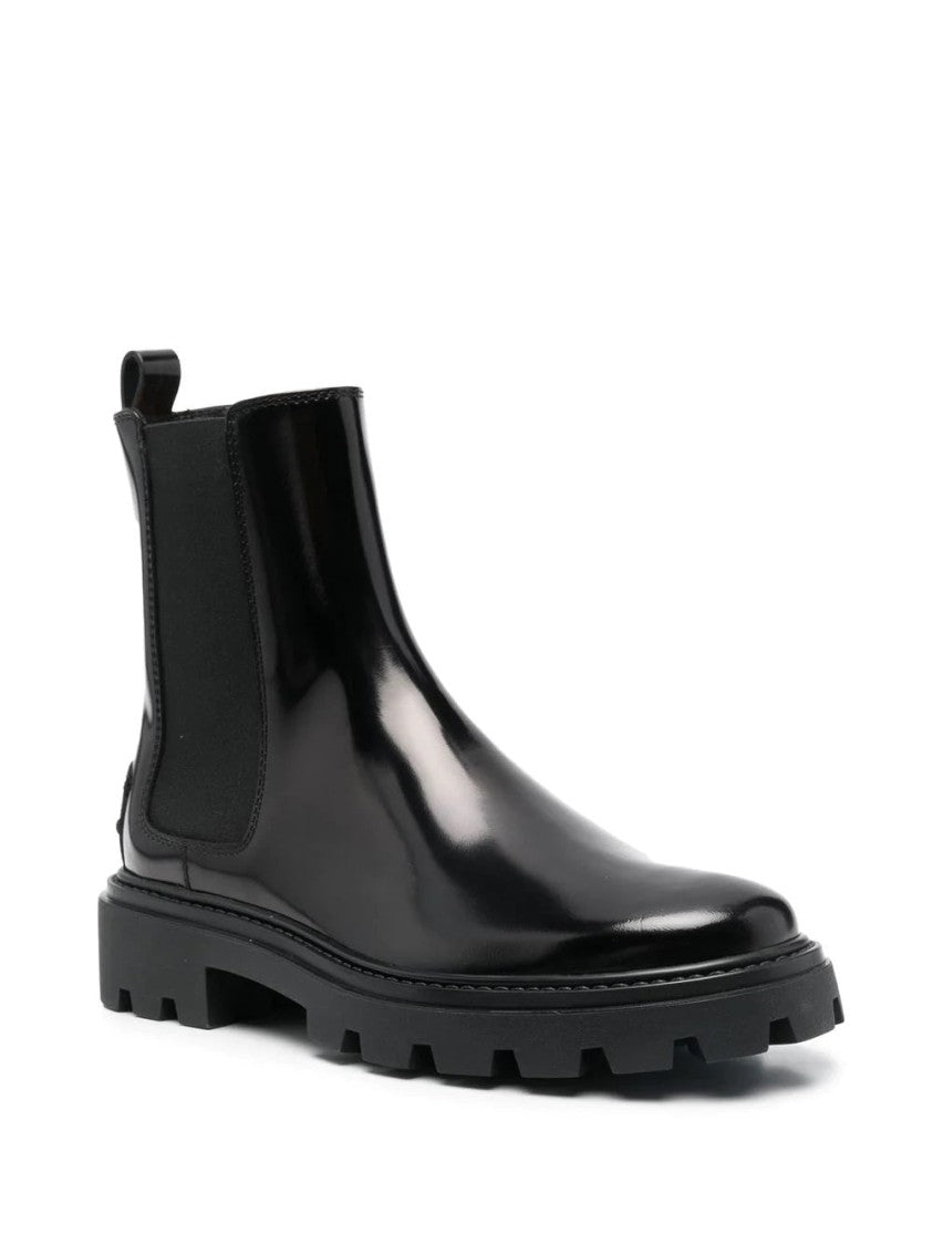 Tod's Black Ankle Boots With Elastic Side Panels