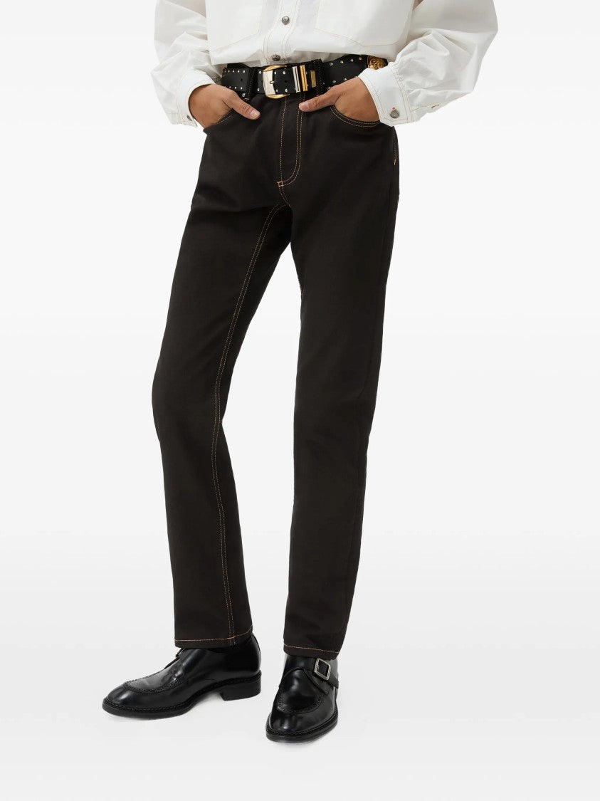 Versace Classic Straight-Leg Denim Pants With Contrast Stitching