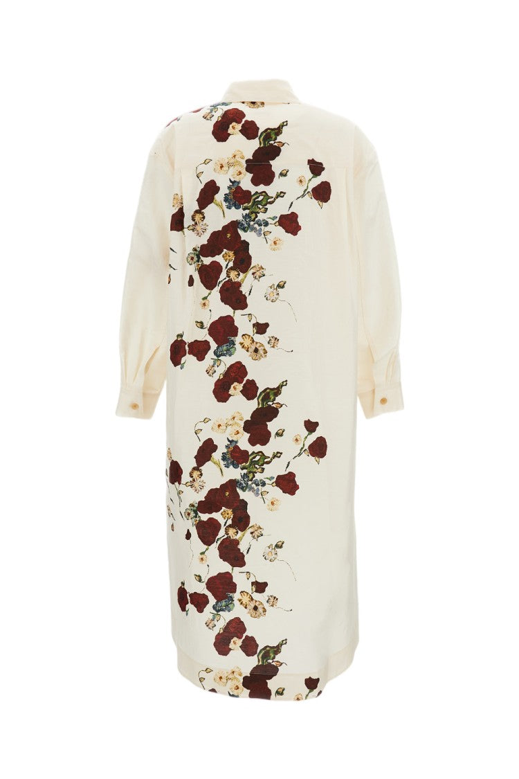 Khaite Midi-Length Botanical Floral Dress With A-Line Silhouette
