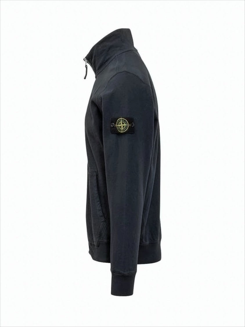 Stone Island Minimalist Black Jacket With Front Zipper