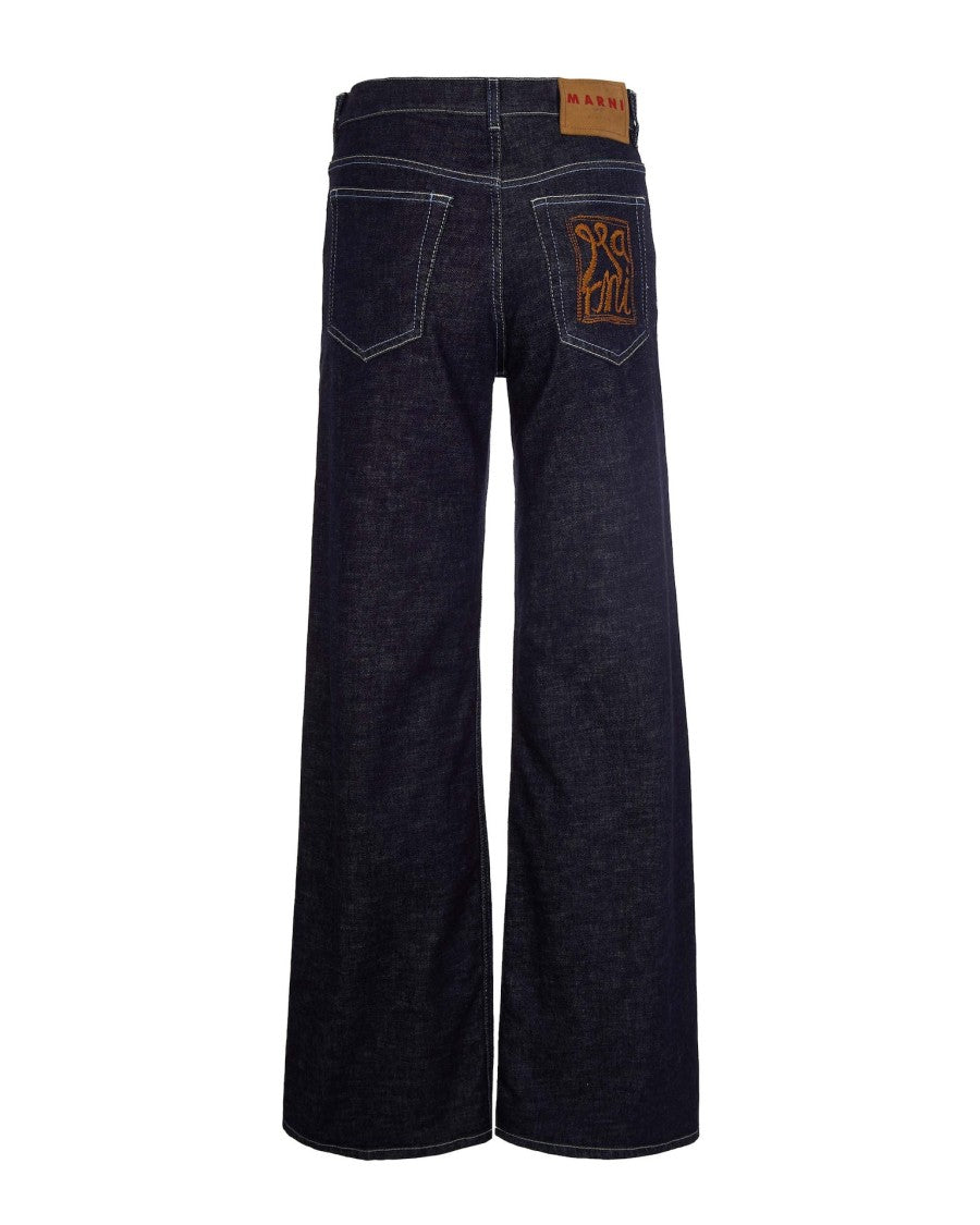 Marni Wide-Leg Denim Jeans With Contrast Stitching