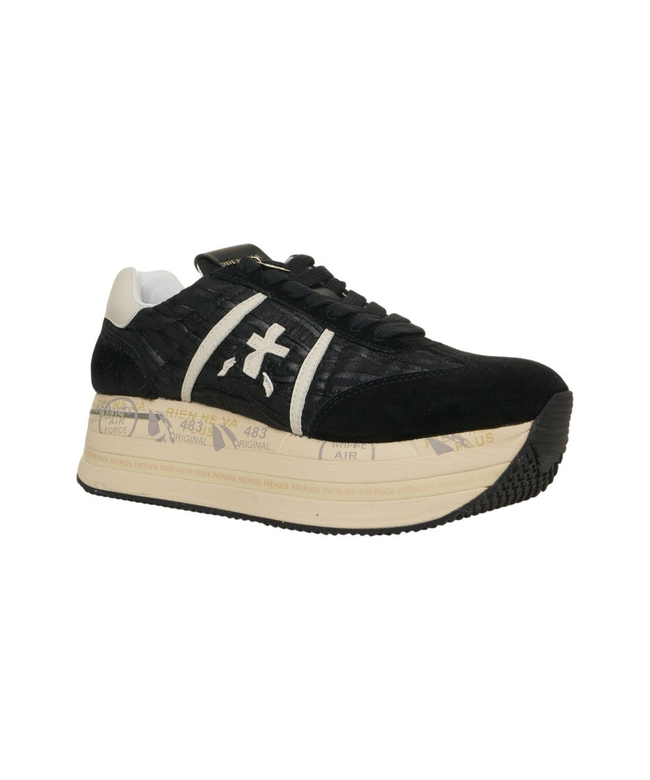 Premiata Platform Sneakers With Textured Fabric