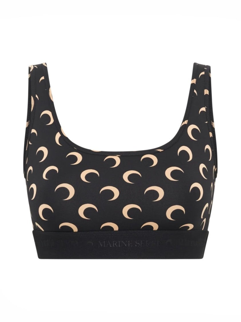 Marine Serre Black Crescent Moon Motif Top