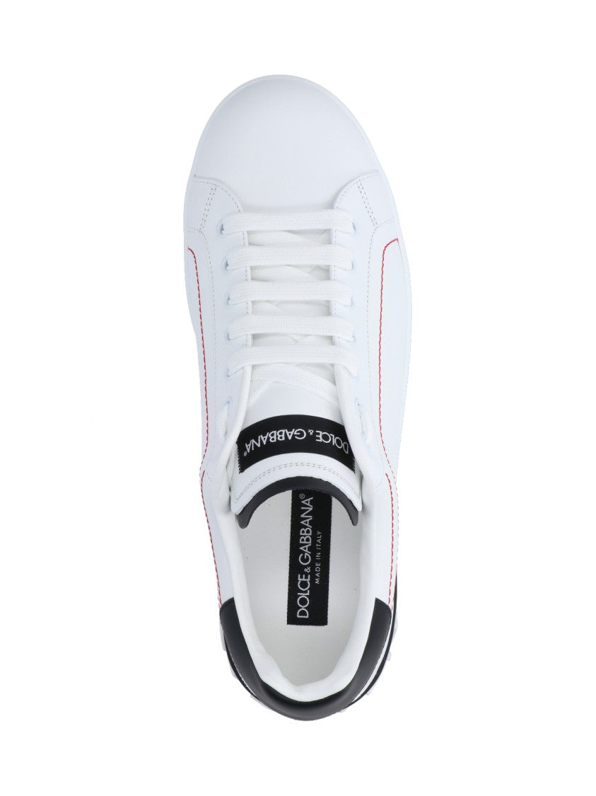 Dolce & Gabbana White Portofino Calf Leather Sneakers