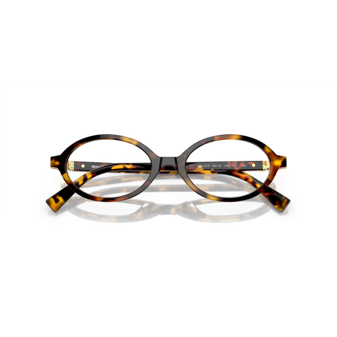 Miu Miu 0Mu 01Xv Tortoiseshell Oval Sunglasses With Glossy Acetate Finish