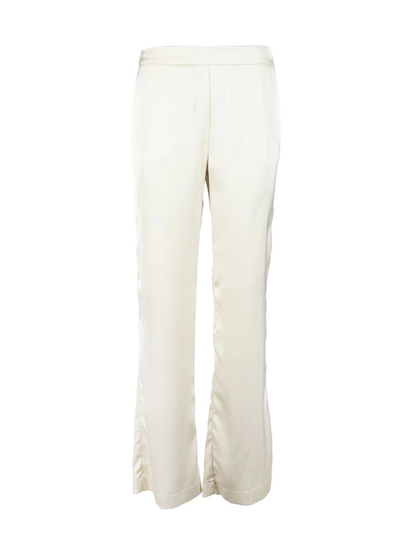 Memè Firenze 1953 Beige Straight-Leg Flared Hem Polyester Pants