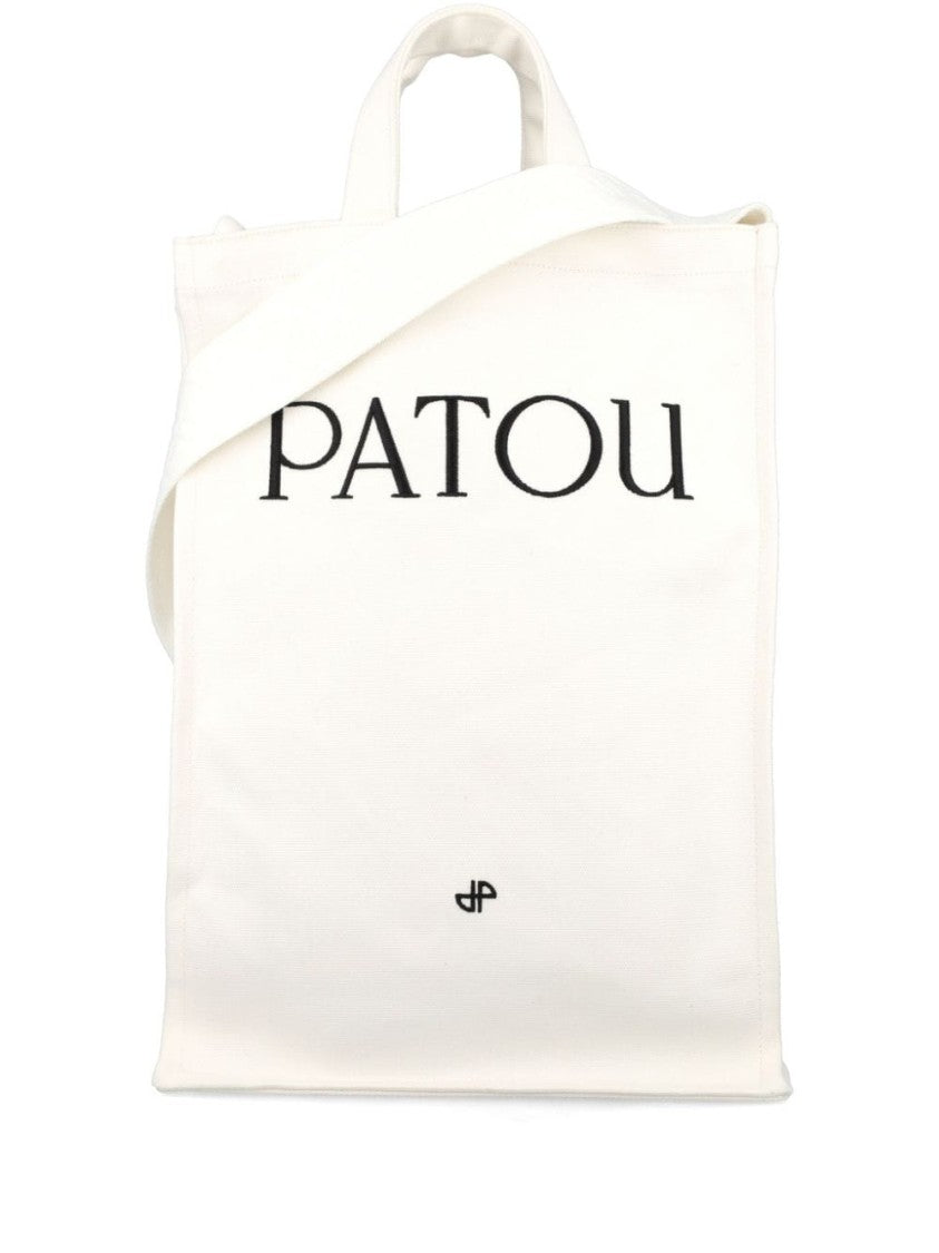 Patou Cream White Shoulder Bag With Logo