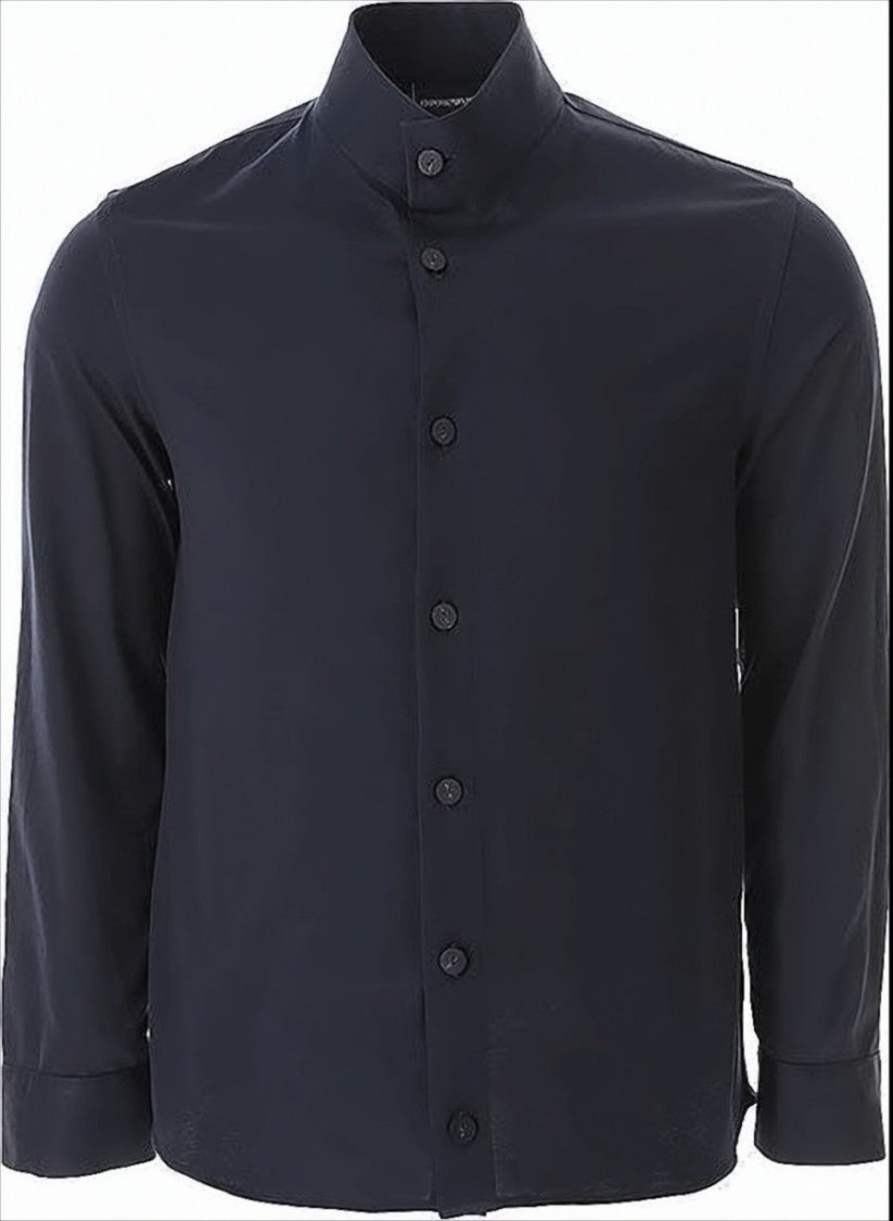 Emporio Armani Blue Stand Collar Shirts