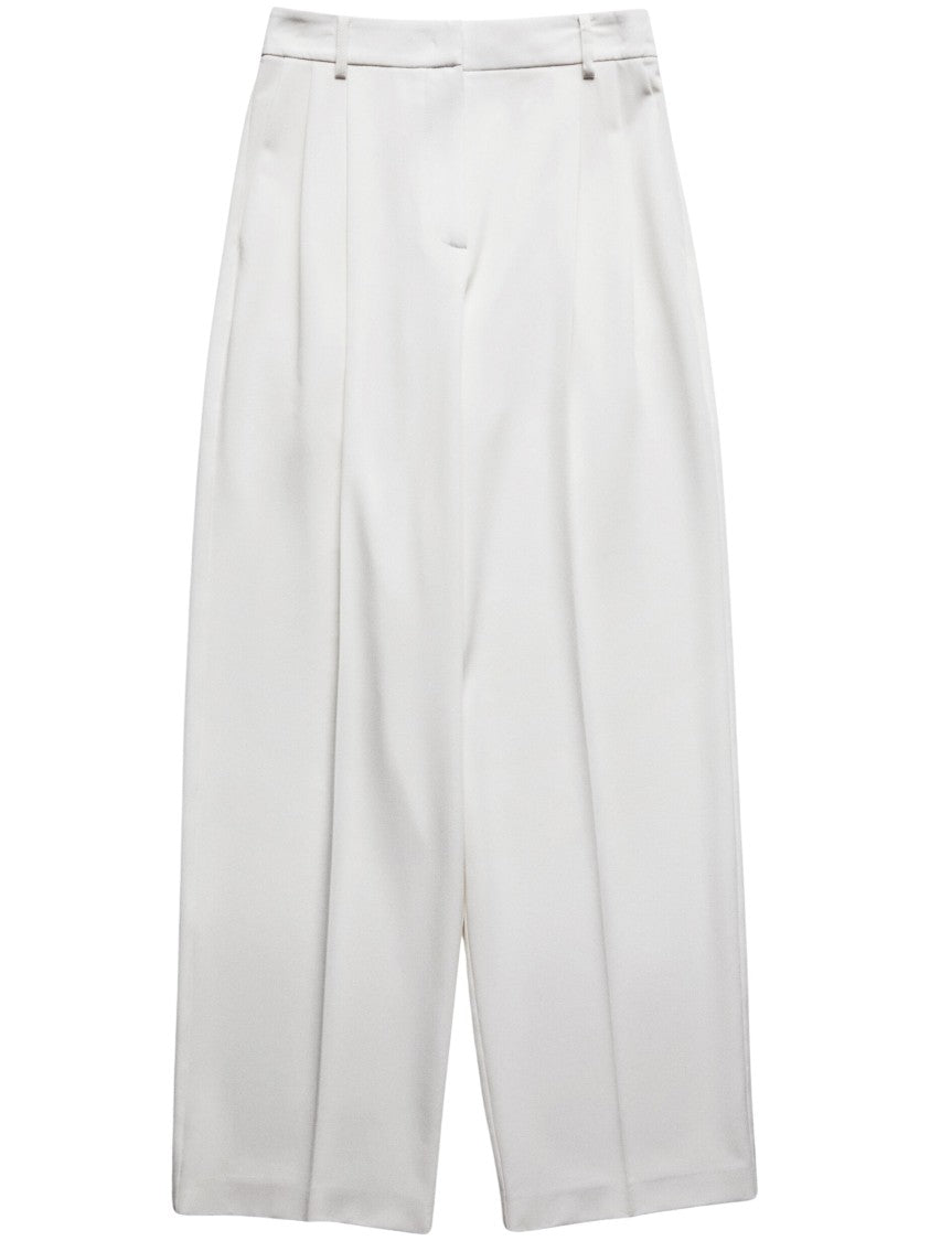 Patrizia Pepe Fluid Gabardine Wide-Leg Trousers With Pleat Detail