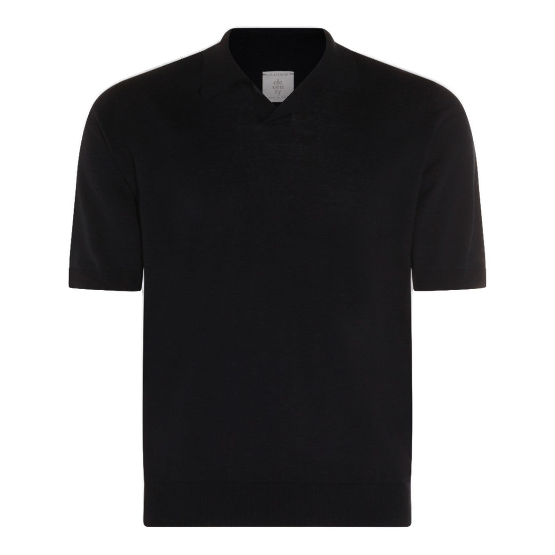 Eleventy Minimalist Blue T-Shirt With Subtle V-Neck And Ribbed Details