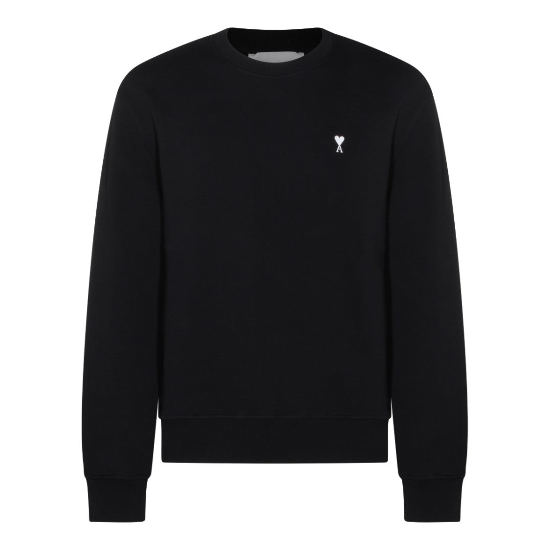 Ami Paris Minimalist Black Cotton Sweatshirt With Signature Logo