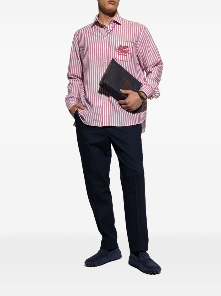 Etro Vertical Red And White Striped Shirt