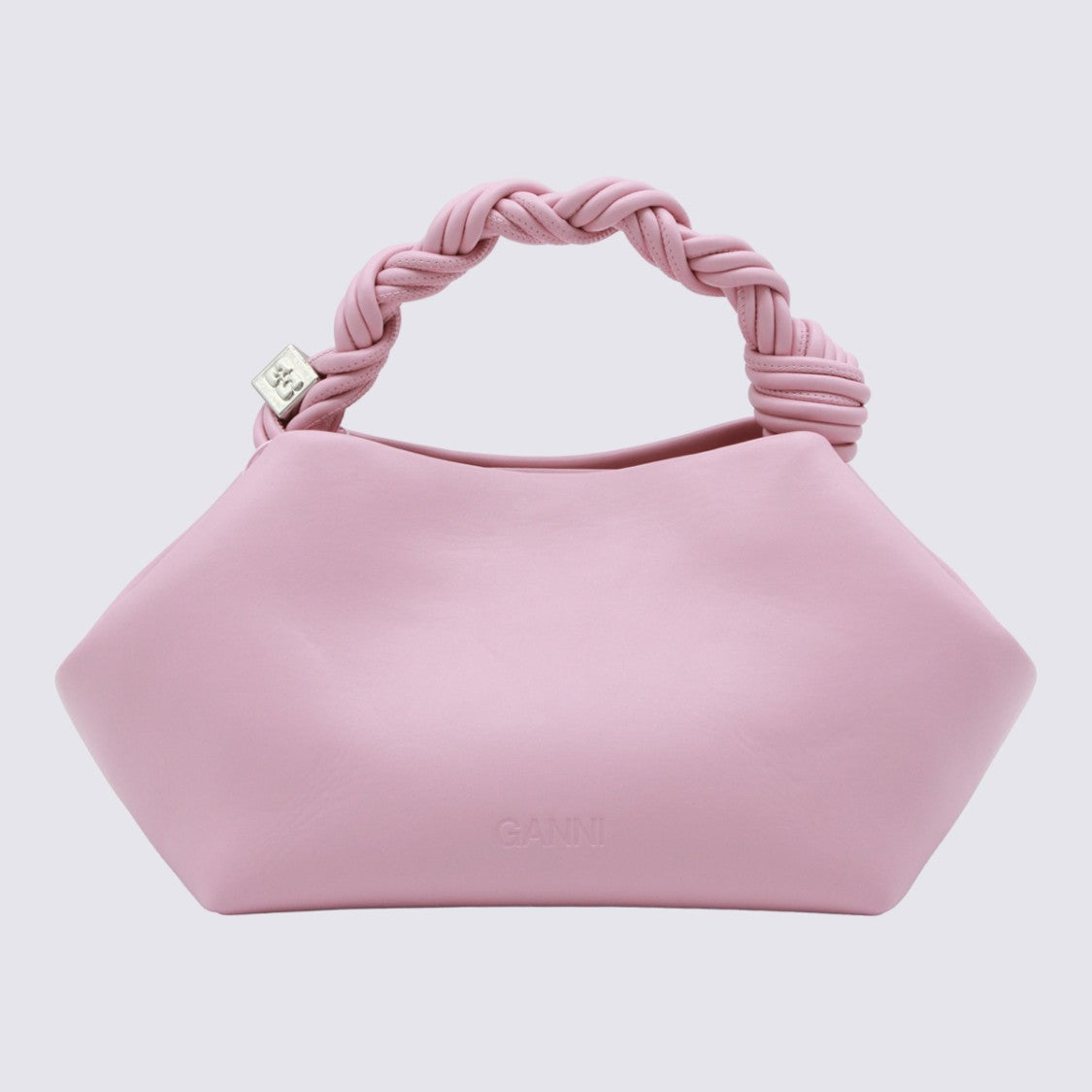 Ganni Pastel Pink Handbag With Geometric Shape And Twisted Handle