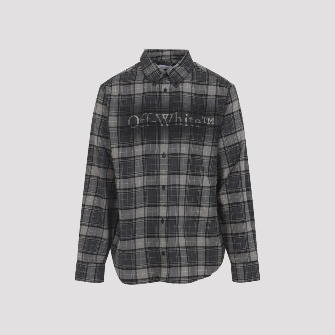 Off-White Plaid Cotton Shirt With Button-Down Front