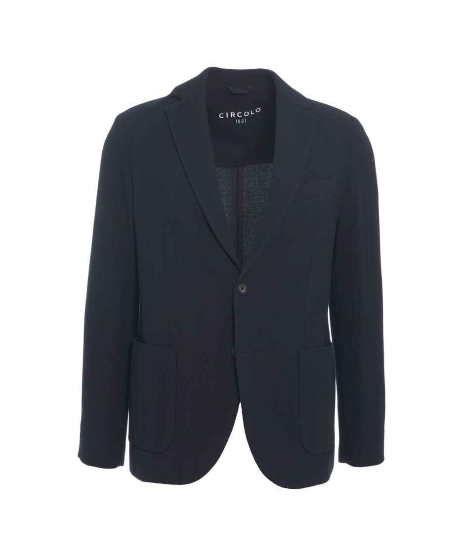 Circolo 1901 Tailored Blue Blazer With Notched Lapel And Single-Button Closure