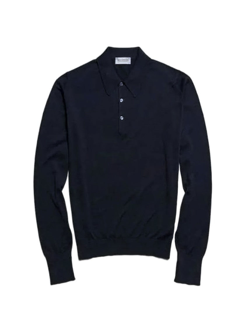 John Smedley Long-Sleeve Polo Shirt With Classic Collar And Three-Button Placket