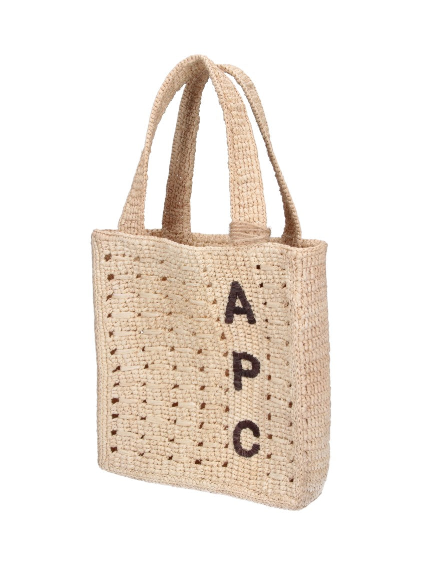 A.P.C. Rectangular Raffia Tote Bag With Sturdy Top Handles