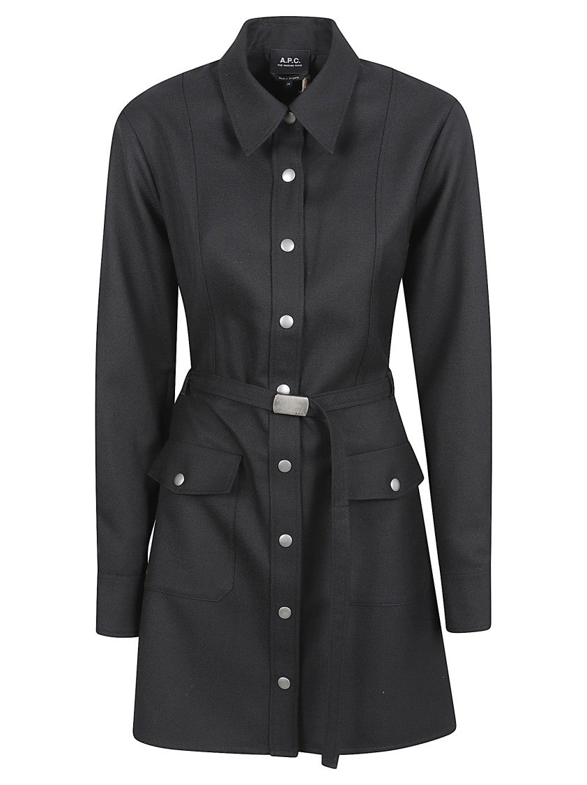 A.P.C. Tailored Black Coat With Structured Collar