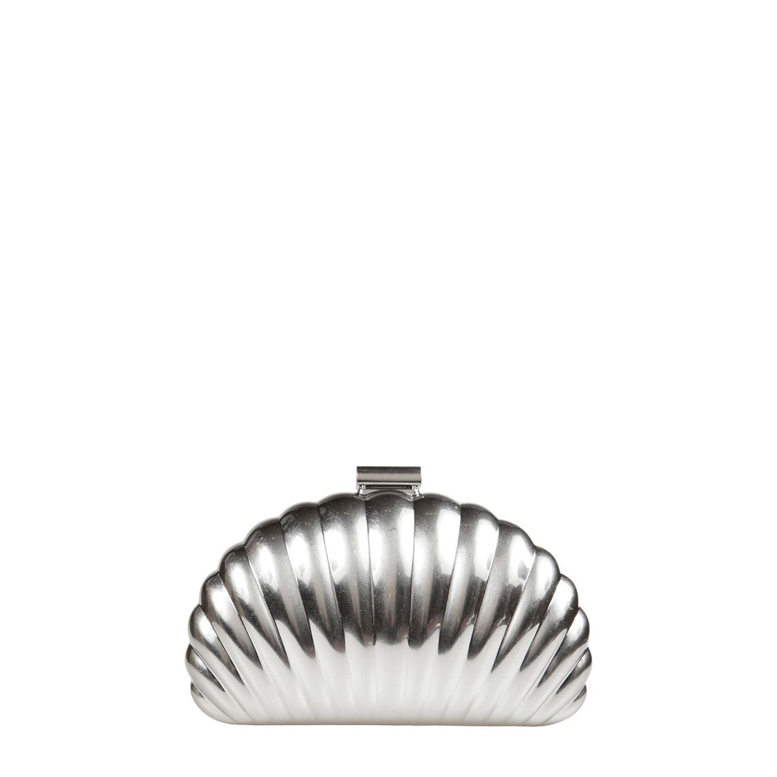 Simkhai Scallop Shell Metallic Silver Clutch