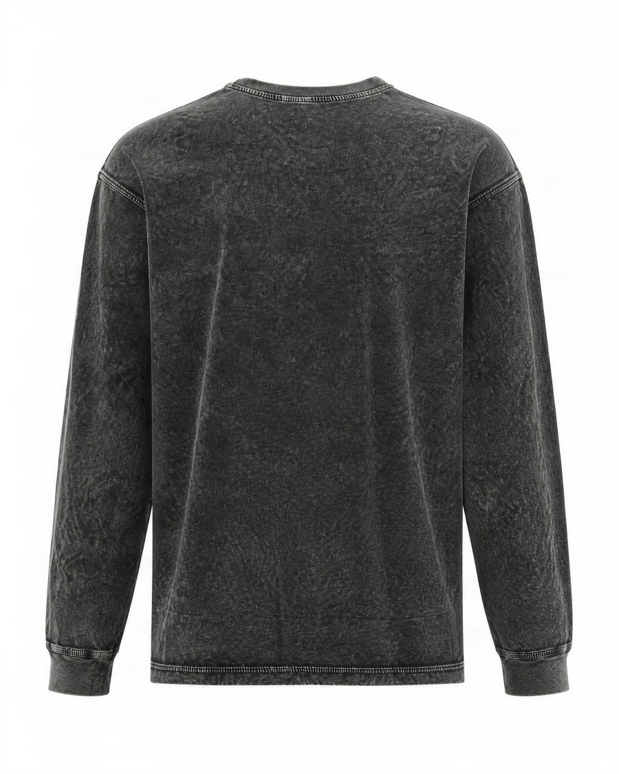 Diesel Faded Black Relaxed Fit Long-Sleeve Cotton T-Shirt