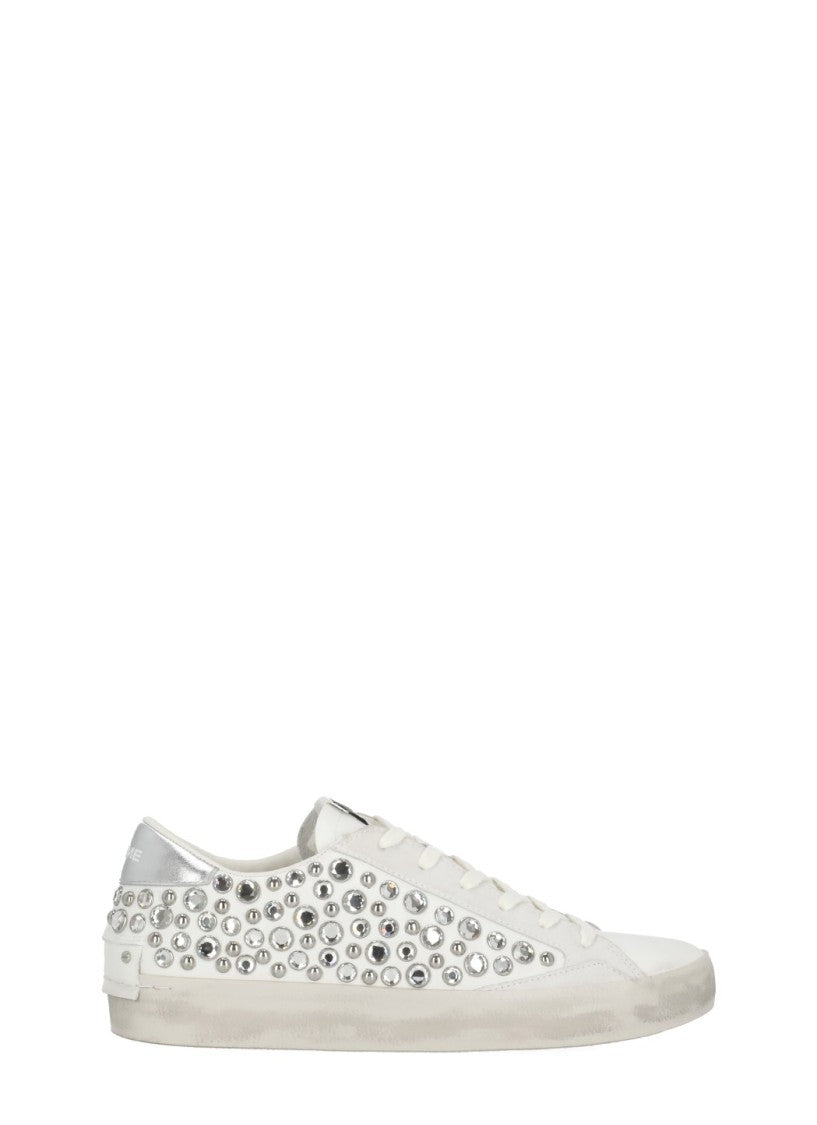 Crime London White Distressed Embellished Sneakers