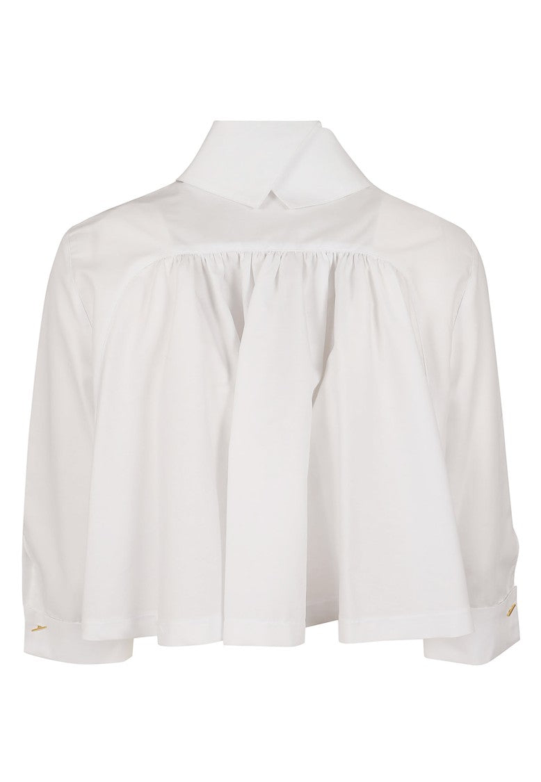 Elisabetta Franchi Inverted Collar Cape-Back Cotton Shirt