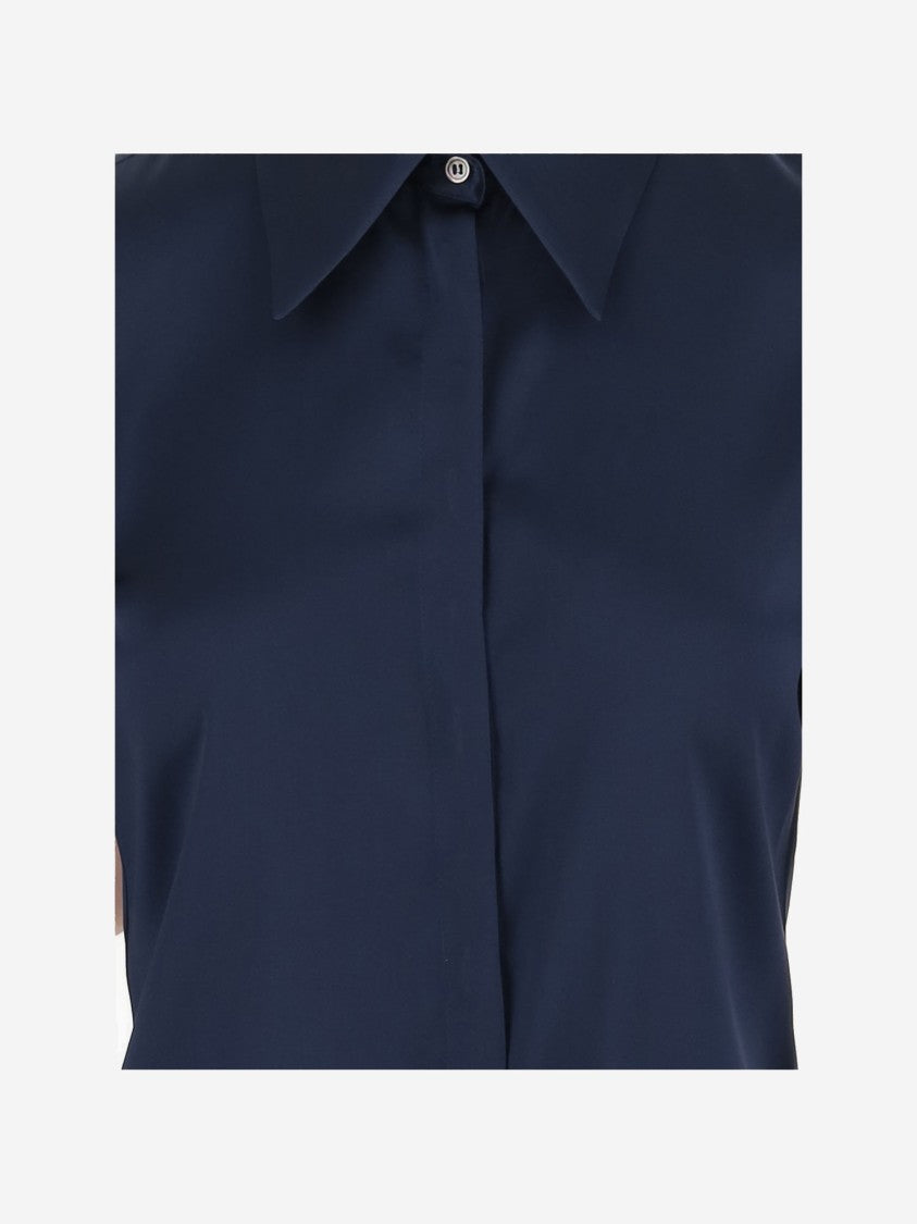 F.It Stretch Silk Shirt With Pointed Collar