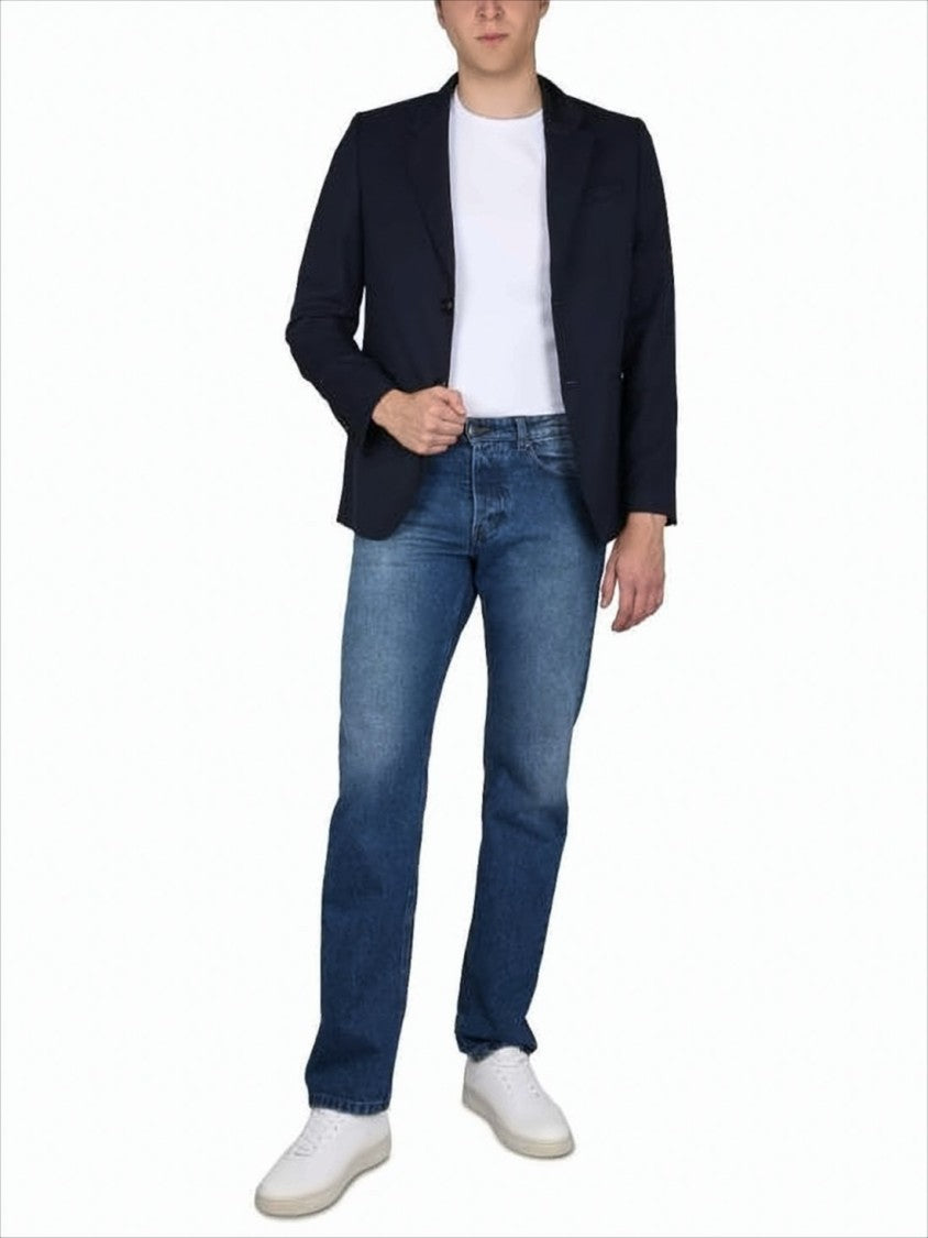 Ami Paris Tailored Blue Suit Jacket With Structured Silhouette