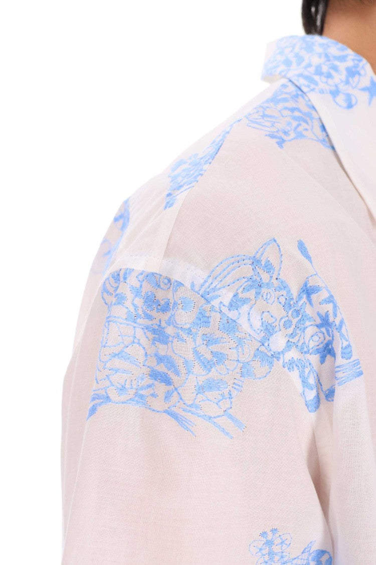 Kenzo Cartoon Hawaiian Embroidered Cotton Casual Shirt