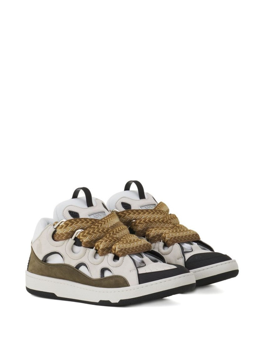 Lanvin White Suede Panel Cut-Out Sneakers