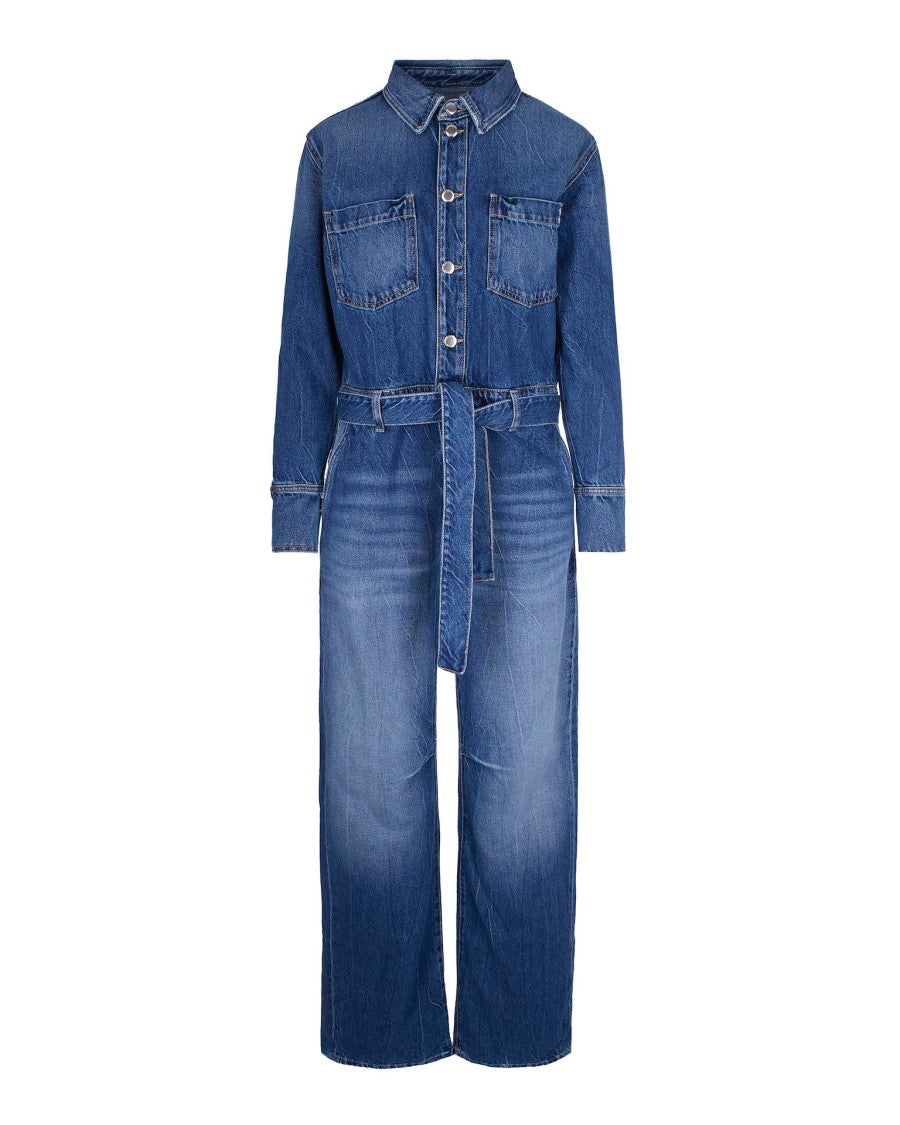 Icon Denim Indigo Denim Jumpsuit With Elevated Cuffs