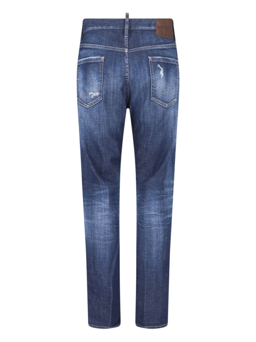 Dsquared2 Blue Medium-Rise Slim-Fit Distressed Jeans