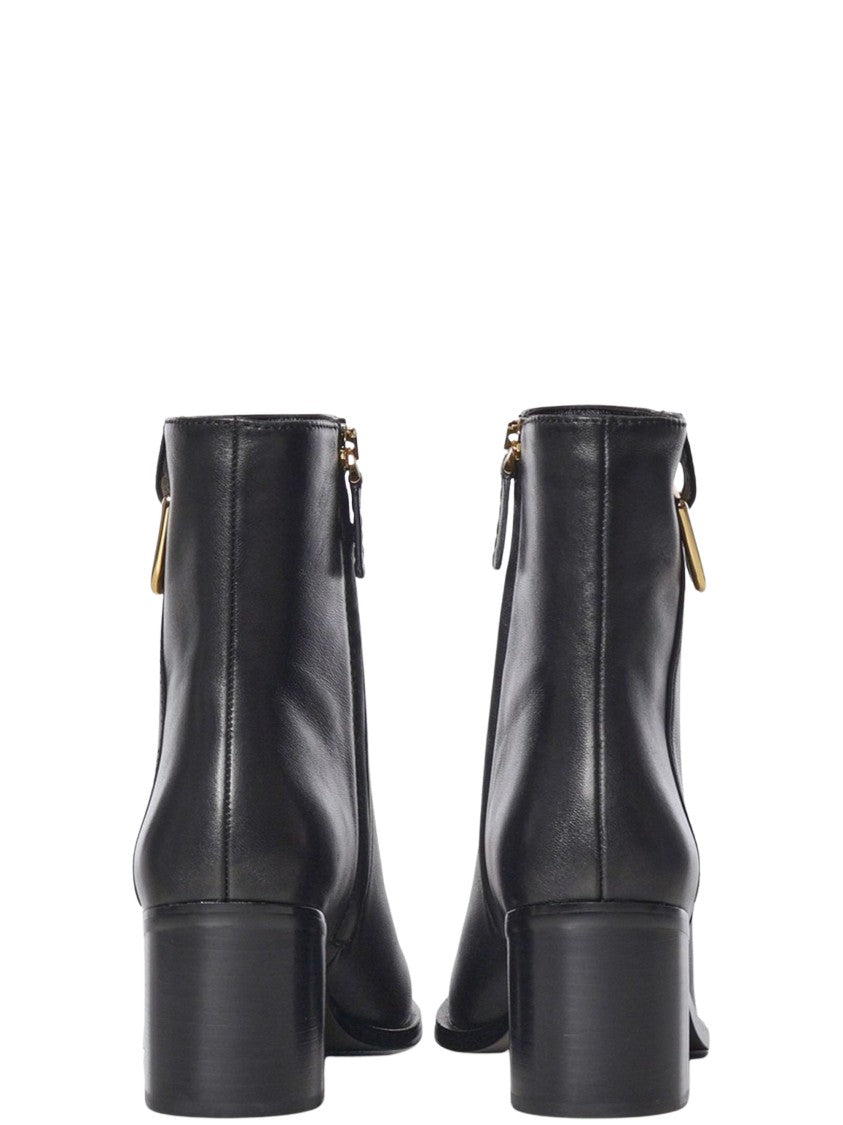Coccinelle Pointed Toe D-Ring Detail Block Heel Ankle Boots
