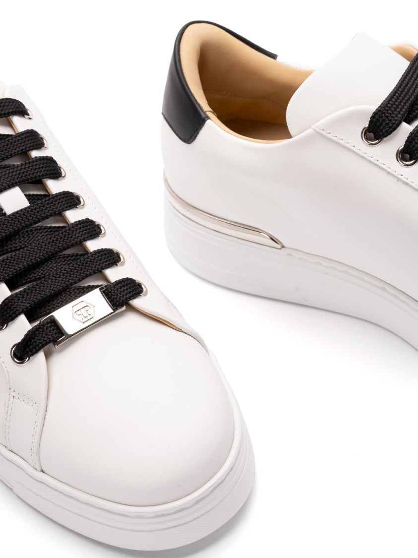 Philipp Plein White Sneakers With Contrasting Heel Counter