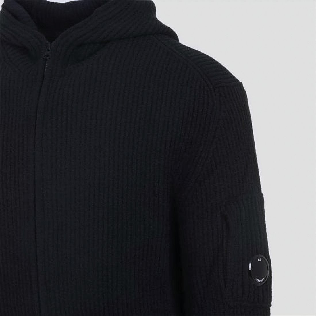 C.P. Company Ribbed Knit Zip-Up Sweater With Hood