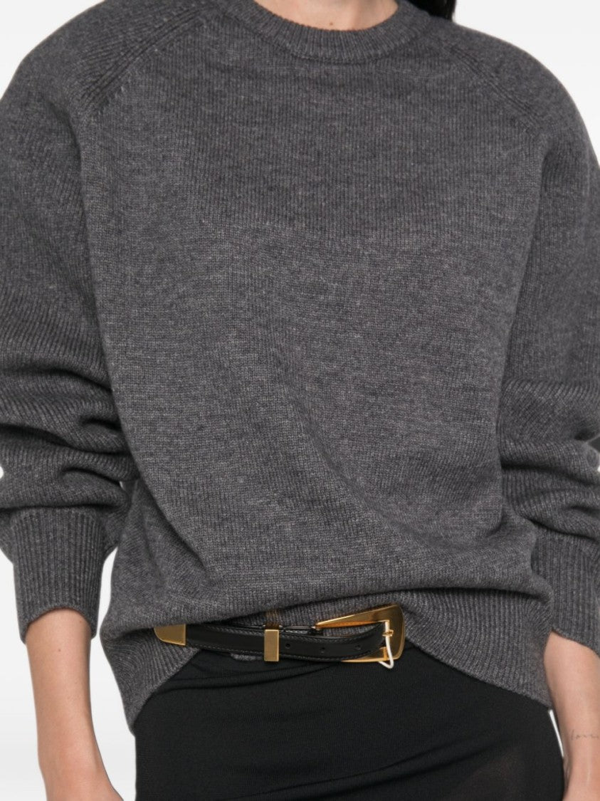 The Frankie Shop Heathered Puffed Sleeve Knit Sweater