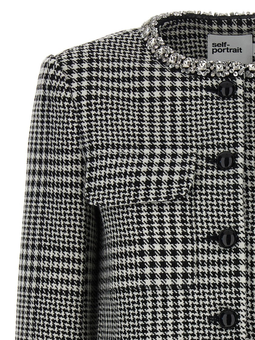 Self-Portrait Houndstooth Crystal Trim' Blazer