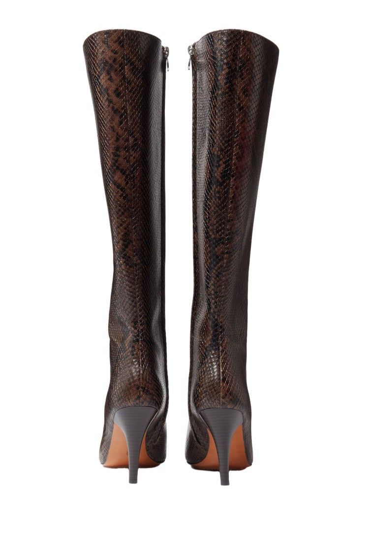 Stella Mccartney Knee-High Snake-Effect Boots With Stiletto Heel