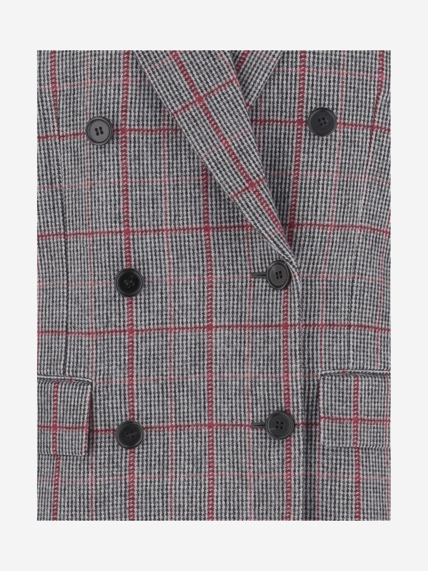 Chloé Double-Breasted Jacket With Velvet Collar And Plaid Design