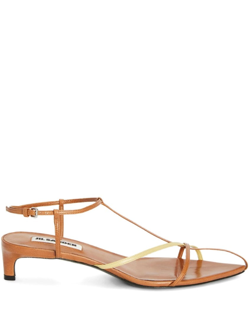 Jil Sander Brown Braided Straps Suede Sandals